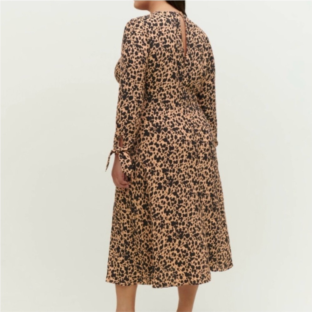 Reformation Port Dress Leopard Print Long Sleeve Fit & Flare Size 20 - Picture 2 of 9
